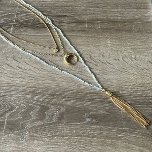 Henri Bendel gold/white 3 strand layered necklace